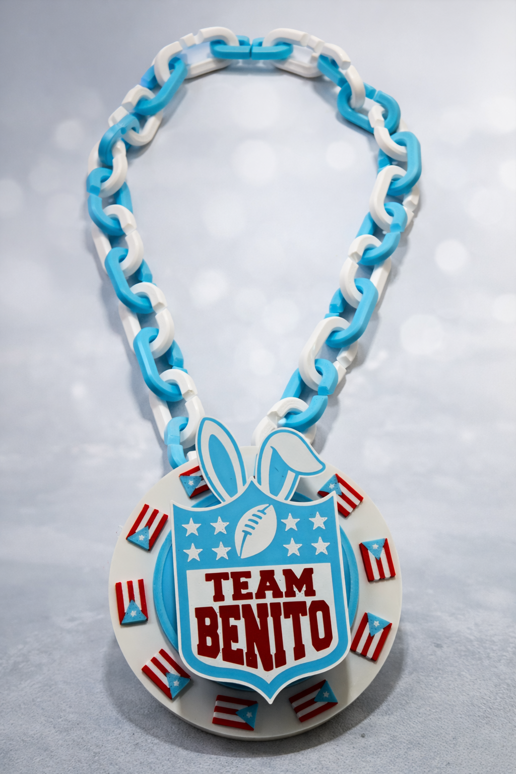 Team Benito Spinning Chain | 3D Printed Boricua Fan Necklace
