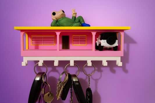 Bad Bunny-Inspired House Key Holder with Sapo Concho & Suzuki Samurai – Hand-Painted 3D Decor