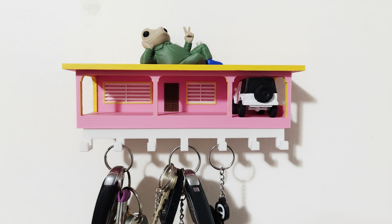 Bad Bunny-Inspired House Key Holder with Sapo Concho & Suzuki Samurai – Hand-Painted 3D Decor