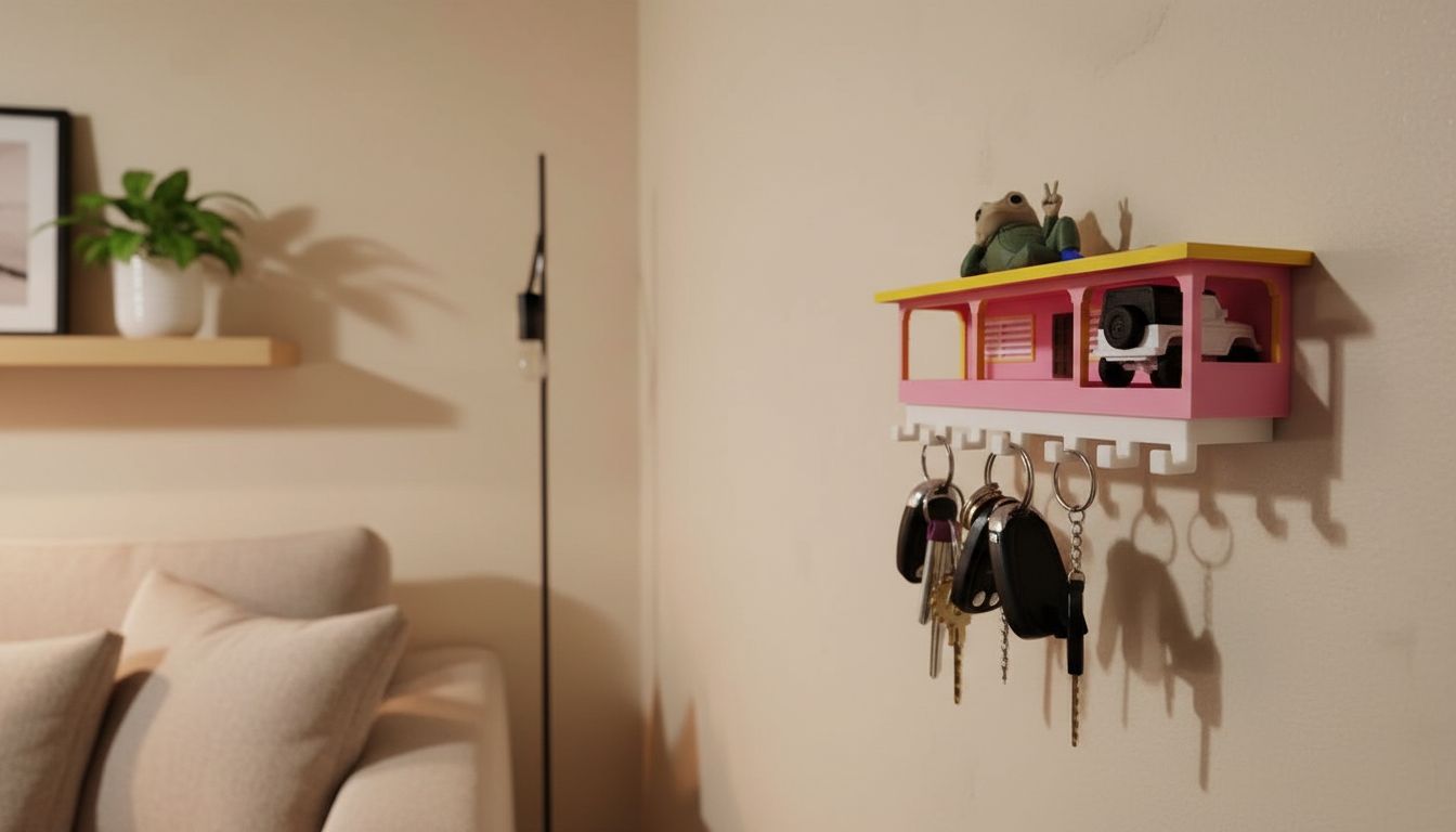 Bad Bunny-Inspired House Key Holder with Sapo Concho & Suzuki Samurai – Hand-Painted 3D Decor